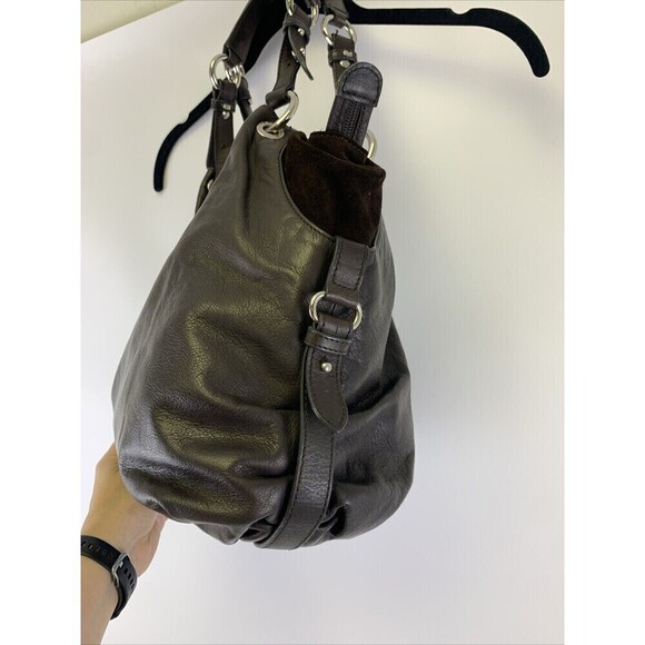 Tosca Blu Brown Leather Purse Double Handle Shoulder Handbag Suede Zip - Picture 3 of 16